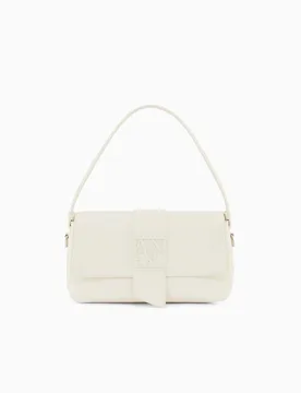 Borsa a spalla Exchange bianca in similpelle con chiusura patta e fibbia logo - Armani - FashionsVida