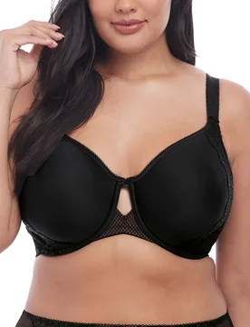 Womens Charley T-Shirt Spacer Bra - Black Polyamide - Size 44f - Elomi - FashionsVida
