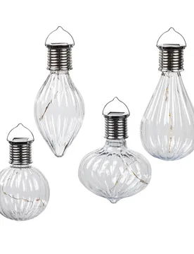 Solar-LED-Hängeleuchte "Lampen", 4-teilig silber - GardenHero - FashionsVida