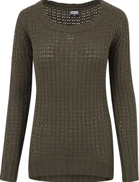 Strickpullover - Ladies Long Wideneck Sweater - XS bis XL - für Damen - Größe XS - oliv - Frauen - female - Urban classics - FashionsVida