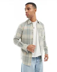 Mens Regular Fit Yarn Dye Cord Shirt In Washed Blue Check - Stone - Size 2xl