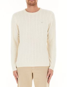 SUN68 Maglione a trecce BIANCO XL