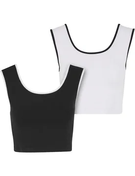 Top - Ladies Contrast Cropped Top (2er Pack) - M - für Damen - Größe M - schwarz/weiß - Frauen - female - Urban classics - FashionsVida