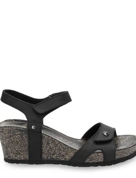 Womens Julia B1 Wedge Black Leather Sandals - Size Uk 6 - Panama jack - FashionsVida