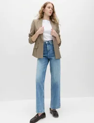 High Waisted Straight Leg Jeans Light Indigo female