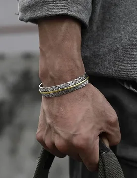 Creative Silver Plated Feather Wings Cuff Bracelet Men Women Cuff Adjustable Bracelet Punk Casual Sports Jewelry Gift - Aliexpress - FashionsVida