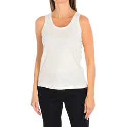 Womens Nude Round Neck Tank Top 16s2ts43 Woman - White Cotton - Size Small