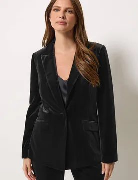 Women's Velvet Blazer in Black Size: 20 - Black - Size: 20 - M&Co - FashionsVida
