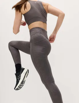 Go Move Cool Comfort™ Embossed High Waisted Gym Leggings Mid Grey female - Goodmove - FashionsVida