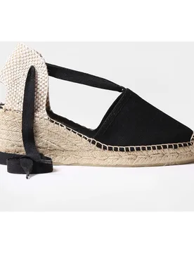 Alpargatas de cuña de mujer de tejido en tonos lisos con cintas - Toni Pons - FashionsVida