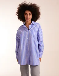 Oversized Pinstripe Shirt - S/M / BLUE - female