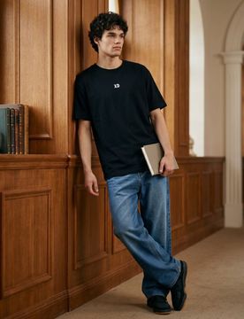 T-shirt in cotone con scritta XD - nero