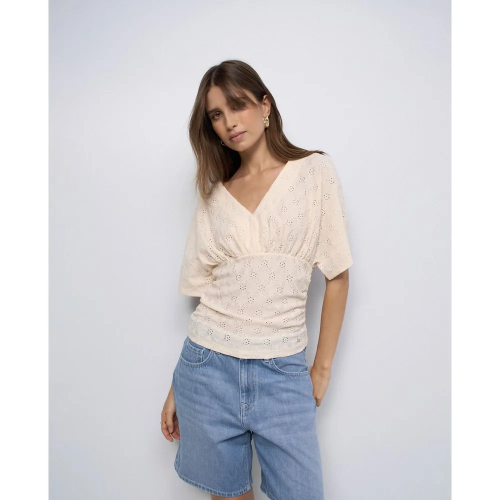 Camiseta con bordado inglés de mujer - Salsa Jeans - FashionsVida