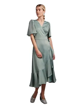 Robe Midi à Manches Courtes Thea 2/4 Wrap Green Milieu 38