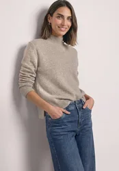 Mouliné Pullover mit Turtle Neck female Beige