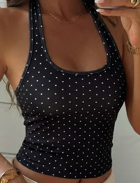 Camiseta de tirantes finos ajustada para mujer, estilo de vacaciones de verano - Shein - FashionsVida