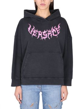 VERSACE Logo-print Cotton Hoodie