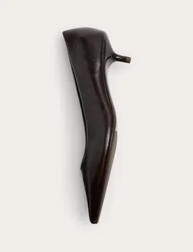 Kitten Heel Pointed Court Shoes Dark Brown female - M&S - FashionsVida