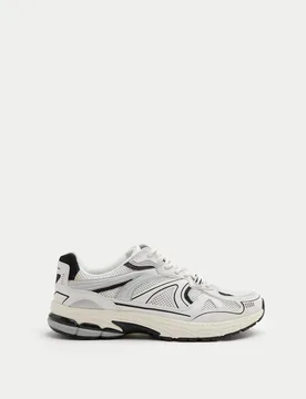 Lifestyle Mesh Mix Lace up Trainers White Mix male - M&S - FashionsVida