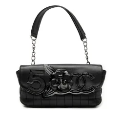 Camellia CC Choco Bar No 5 Lambskin Shoulder Bag