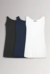 Women's 3 Pack Core Vest Tops in Dark Blue Size: 18 - Dark Blue - Size: 18