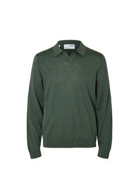 Pull polo en laine mérinos