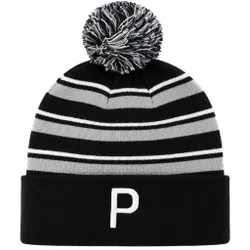 Mens Wrmlbl Stripe Pom Grey/black Golf Beanie - One Size