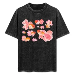 Cherry Blossom Goldfish 2 T-Shirt Fashion Casual Short Sleeve Top