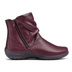 Extra Wide 'Whisper' Ankle Boots - Maroon - Size: 8