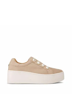 Women's 'Connected Laceless Pearl' Suede Trainers in Beige Size: 7 - Beige - Size: 7 - Carvela - FashionsVida