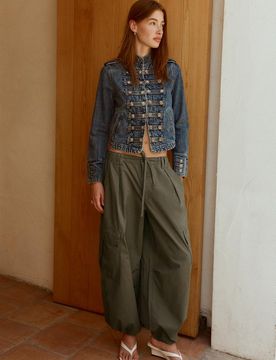 Popelin-Hose mit Stoppern Khaki L