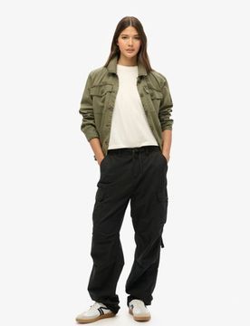 Superdry Damen Para Cargohose mit Niedriger Leibhöhe Schwarz - Größe: 28/32