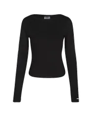 Maglietta a coste da donna nero L