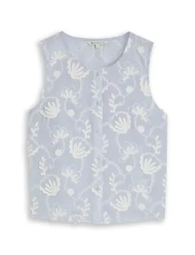Embroidered top with button p femae
