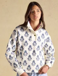 Floral Funnel Neck Sweatshirt Cream Mix female