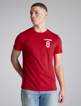 Manchester United Fernandes 8 T-Shirt Red S - Elms - FashionsVida