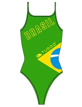 Brazil Thin Strap Swimsuit Green / Yellow 5-6 Years Girls - TURBO - FashionsVida