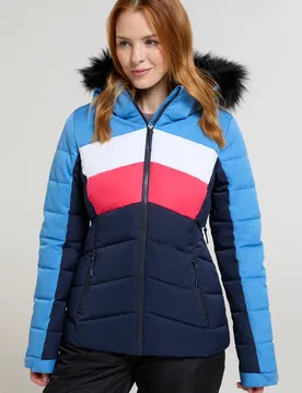 Women's 'Cascade' Lightweight Breathable Warm Padded Hooded Winter Ski Jacket in Blue Size: 16 - Blue - Size: 16 - Mountain Warehouse - FashionsVida