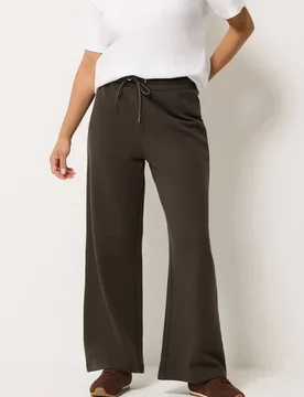 Petite Wide Leg Joggers Pants - Chocolate - Size: 8 - M&Co - FashionsVida