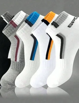 Pares de calcetines cortos deportivos ligeros minimalistas casuales multicolor para hombre - Shein - FashionsVida