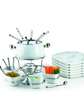 Fondueset, Edelstahl Fondueset weiss