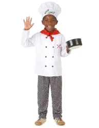 Chefkoch-Kinderkostüm Küchenchef weiss-rot-schwarz
