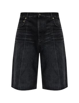 Panelled Distressed-Finish Shorts