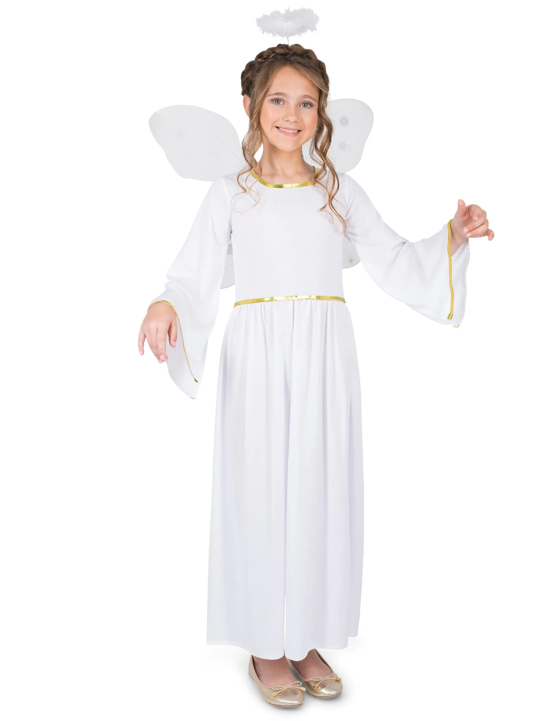 Engel-Mädchenkostüm Engelchen-Verkleidung weiß-gold - KARNEVAL-MEGASTORE - FashionsVida