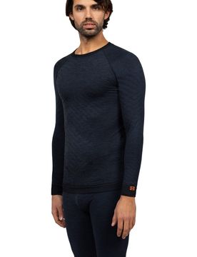 Man crew neck long sleeves camiseta térmica manga larga hombre Azul (L)