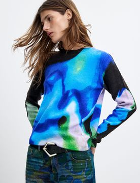 Jersey Estampado M. C. Lacroix, Mujer, Azul, XS