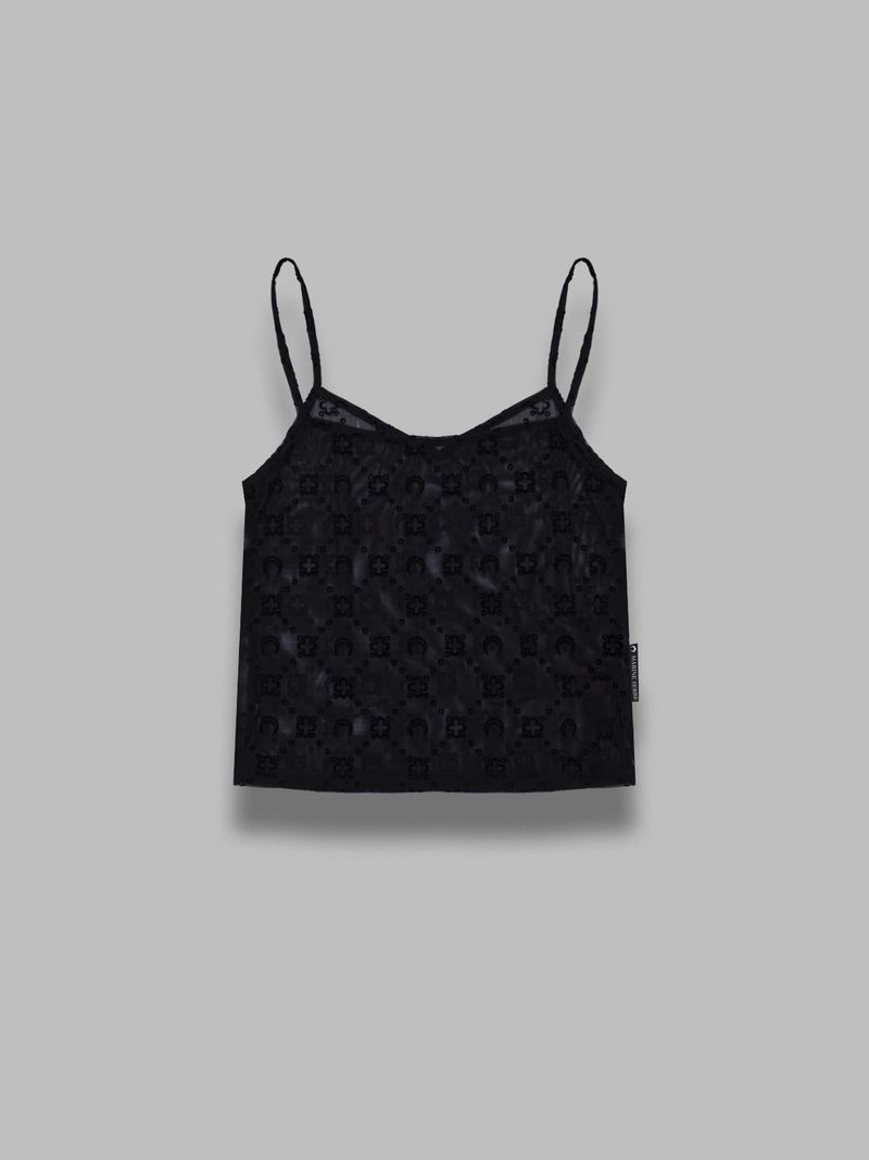 Monogram mesh flock straps top