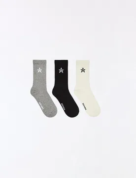 Lot De 3 Paires De Chaussettes Étoile L Gris - Bershka - FashionsVida
