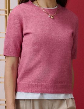 Maglia-blusa con miscela di lana - rosa