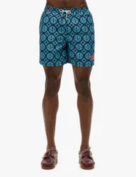 Pocketed Tile Print Swim Shorts Blue male